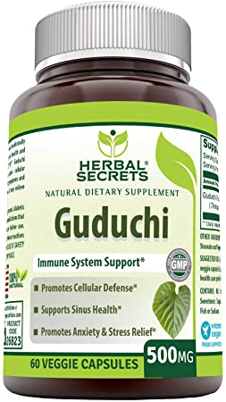 Herbal Secrets Guduchi Natural Dietary Supplement 500 Milligrams 60 Veggie Capsules - Supports Cellular Defense - Promotes Stress and Anxiety Relief