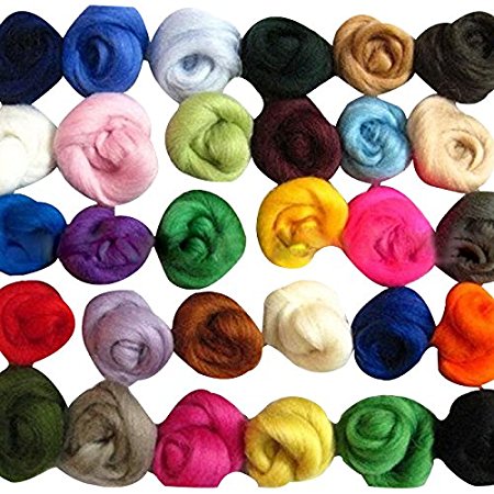 Set of 36 colors Wool Fibre Wool Yarn Roving For Needle Felting Hand Spinning DIY NEW Craft materials free-shipping