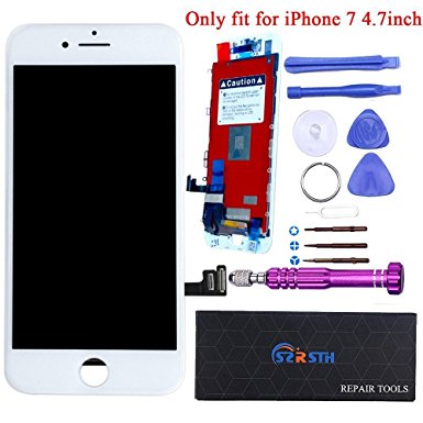 RSTH LCD Screen Display Touch Digitizer Frame Assembly Set for iPhone 7 4.7 inch with 3D Touch and Repair Kits（White）