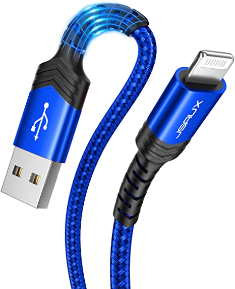 iPhone Charger Cable 10ft, JSAUX [C89 Apple MFi Certified] Lightning Cable Nylon Braided USB Fast Charging Cord Compatible with iPhone 11 Xs Max X XR 8 7 6s 6 Plus SE 5 5s, iPad, iPod-Blue