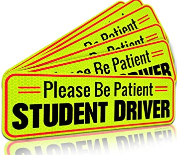 Student Driver Magnet Car Signs for The Novice or Beginner. Better Than A Decal or Bumper Sticker (Reusable) Reflective Magnetic Large Bold Visible Text (10" Be Patient Reflective- 6 pk)