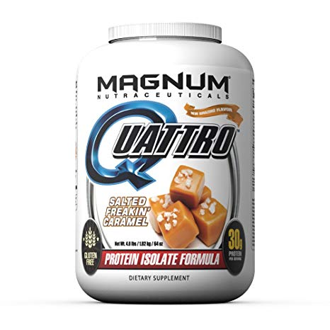 Magnum Nutraceuticals Quattro Protein Powder - 4lbs - Salted Freakin Caramel - Pharmaceutical Grade Protein Isolate - Lactose Free - Gluten Free - Peanut Free