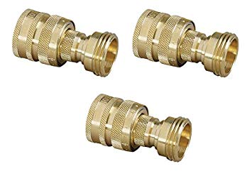 3 Pack - Nelson 50336 Brass Hose Quick Connectors Set, Male and Female