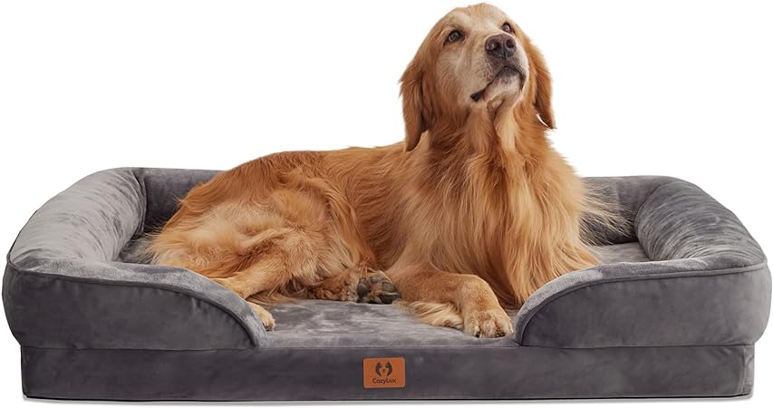 CozyLux XL Dog Bed with Washable Cover & Waterproof Liner, Egg Foam Support Dog Couch Sofa Bed, for Dogs up to, for Dogs up to 90 lbs Grey