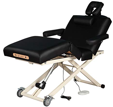 SierraComfort Adjustable 4-Section Electric Lift Massage Table, Black