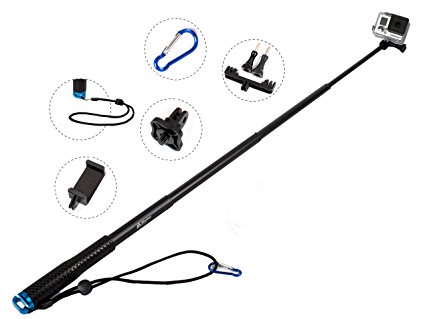 ProsPole Adjustable Aluminium Telescopic Monopod Pole Handheld Extendable Selfie Stick for Gopro Hero 4 Session, Black, Silver Hero 2 3 3  4 SJ4000 SJ5000 SJ6000 Action Cameras (Blue 37")