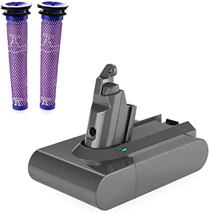 Energup 3800mAh Replacement for Dyson V6 Battery 595 650 770 880 SV04 DC58 DC59 DC61 DC62 Animal DC72 DC74 Series Handheld Replacement Dyson Battery (with 2 Pack Replacement Dyson Filter)