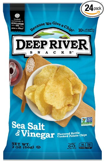 Deep River Snacks Kettle Chips, Salt & Vinegar, 2-Ounce Bags (Pack of 24)