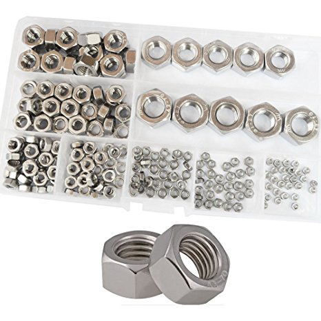 Hex Nuts M2 M2.5 M3 M4 M5 M6 M8 M10 M12 Metric Assortment Kit 304 Stainless Steel 210Pcs