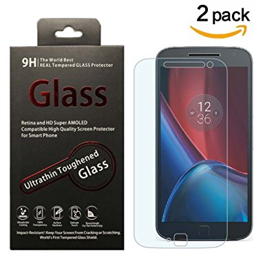 [2 Pack]Moto G4 Plus Screen Protector Full Coverage Anti Glare Tempered Glass Film ,9H Hardness Anti Scratch Clear Protection Guard Glass for Motorola G Plus(4th Generation)