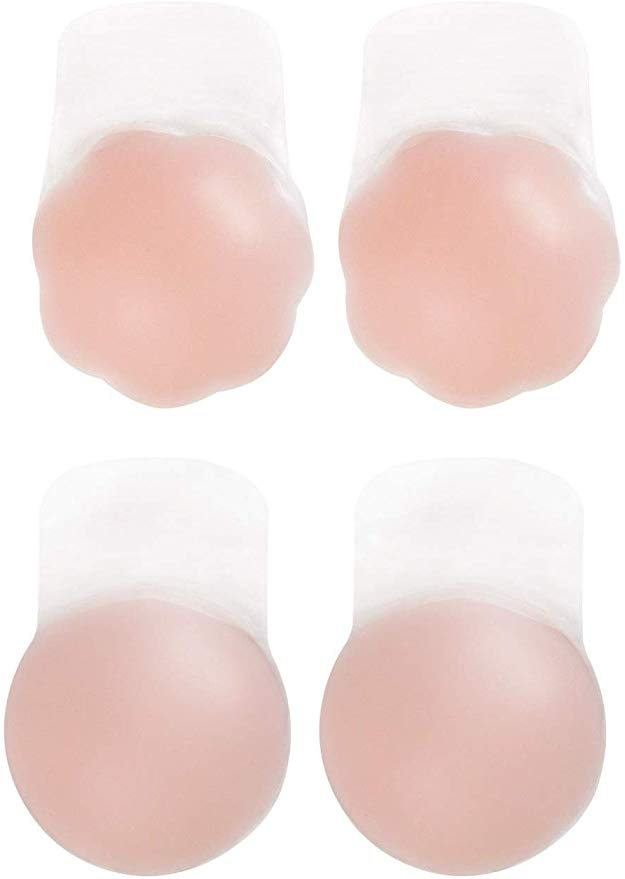 2 Paire Nippleless Cover Sticky Silicone Breast Lift 4.3 Inch Reusable Pasties Adhesive Bra