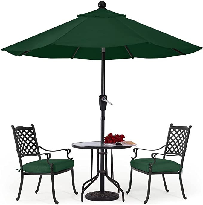 ABCCANOPY 9' Patio Umbrella Table Market Umbrella with Push Button Tilt for Garden, Deck, Backyard and Pool,Forest Green