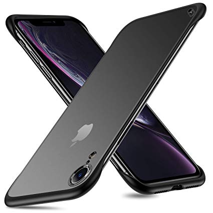 MSVII Phone Case for iPhone XR Cases, Translucent Matte Texture Frameless Design Hard Plastic Back Cover & TPU Shock Bumper Corners for iPhone XR Case 6.1" (Ring and Screen Protector Included), Black