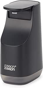 Joseph Joseph Bathroom Slim, Compact Soap Dispenser, Easy-Push Pump Head, Non Drip Nozzle, Fill-Level Window, Refillable, Matt Black