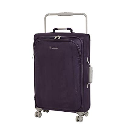 IT Luggage 27.6" World's Lightest 8 Wheel Spinner, Purple Pennant with Cobblestone Trim