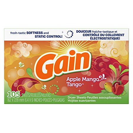 Gain With Freshlock Apple Mango Tango Dryer Sheets, 105 Count