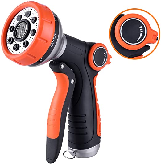 G-HOSE Garden Hose Nozzle Spray Nozzle with Water Volume Control Valve High Pressure Water Hose Nozzle Sprayer with Adjustable 8 Patterns for Garden Watering,Car Washing and Pet Showering