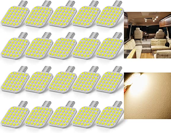 BRISHINE 20PCS 921 Interior LED Light Bulbs for RV, Super Bright 36-SMD Warm White T10 922 912 194 LED Bulbs Replacement for Camper Trailer Motorhome Marine Boat Indoor Ceiling Dome Lights(12V DC)