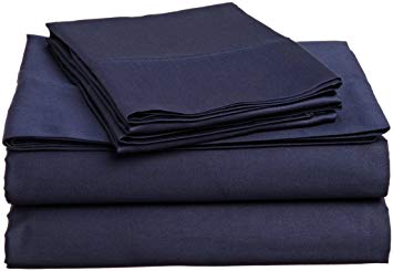 aashirainwear Navy Blue Solid Queen Size, Ultra Soft 4 PCs Bed Sheet Set 16 Inch Deep Pocket, Elastic All Round, 100% Cotton 400-Thread-Count Extremely Stronger Durable by Aashi
