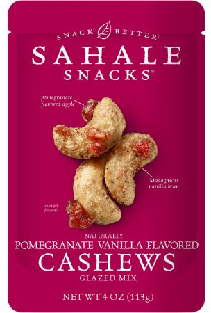 Sahale Snacks Pomegranate Vanilla Flavored Cashews Glazed Mix, 4 Ounce (Pack of 6)