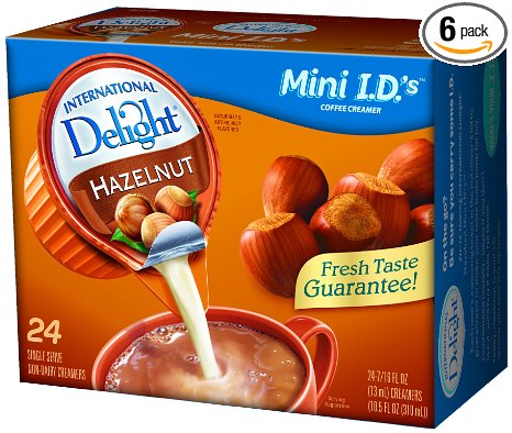 International Delight Non-Dairy Hazelnut, 24 Count Coffee Single-Serve Coffee Creamers (Pack of 6)