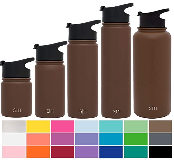Simple Modern 950ml Summit Water Bottle   Extra Lid - Vacuum Insulated Stainless Steel Wide Mouth Hydro Travel Mug - 32oz Powder Coated Double-Walled Flask - Java Brown