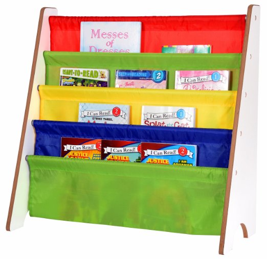 Naomi Home Kids Toy Sling Book Rack, Primary Colors/White