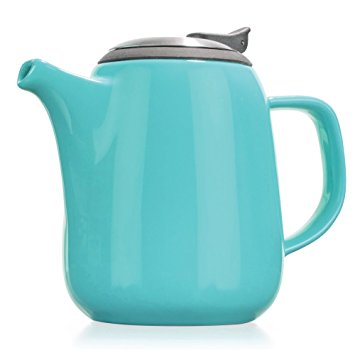 Tealyra - Daze Ceramic Large Teapot Turquoise - 47-ounce (6-7 cups) - With Stainless Steel Lid Extra-Fine Infuser for Loose Leaf Tea - 1400ml