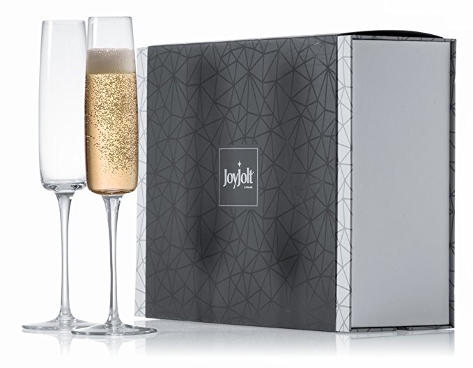 JoyJolt Amara High End Crystal Champagne Glasses, 100% Lead Free Champagne Flute Glasses, Set of 2 Champagne Flutes glass, 6-Ounce Ultra Clear Crystal Champagne Glassware