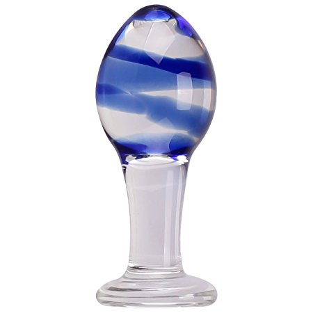 AKStore Blue Glass Crystal Ball Anal Plug Anal Butt Personal Sex Massager G-spot Stimulator Butt Pleasure Wand Mushroom Adult Sex Toy