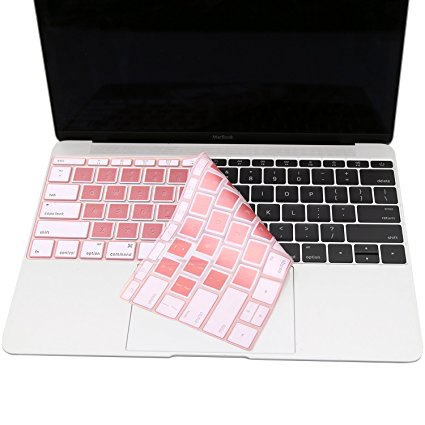 Mosiso Keyboard Cover for MacBook Pro 13 Inch 2017 & 2016 Release A1708 No Touch Bar & New MacBook 12 Inch A1534 Protective Skin, Hollow Rose Gold and White