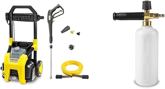 Kärcher K1800PS Max 2250 PSI Electric Pressure Washer with 3 Spray Nozzles & Kärcher - Foam Cannon - for Karcher Electric Pressure Washers: K1700-K2000