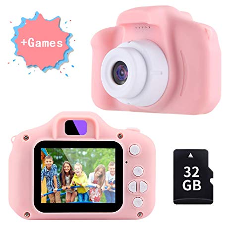 TekHome 2019 New Kids Digital Camera for Girls with Game, Pink Childrens Camera with 1080P Screen & 32GB SD Card, Outdoor Toddler Boys Toys Age 4-5-6-7 Years, Birthday Gifts for 3-12 Year Olds Girls.