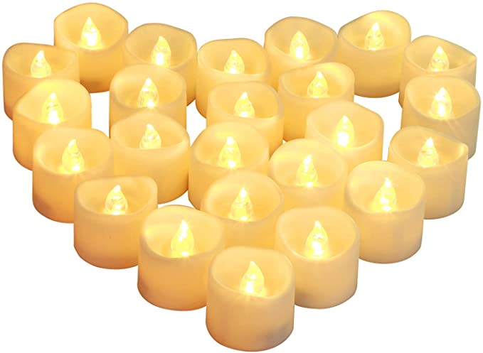 Homemory 24Pcs Timed Tealight Candles, Battery Operated Tea Candles, Flameless Flickering Electric Candles with Timer for Home Decor, Brightness Upgrade, Batteries Included