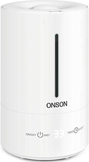 ONSON 2020 Humidifier, 4.5L Ultrasonic Cool Mist Humidifier for Bedroom Baby Home, Large Room Vaporizer Humidifying Unit with Whisper-Quiet, Auto Shut-Off, 24h Air Humidifying(White)