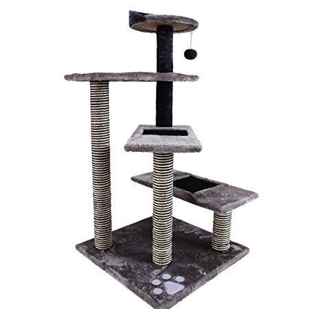 Free Paws Cat Tree Furniture Tower with Scratching Post Scratcher Pad Cat Bed Kitten Toys