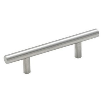 Cosmas 305-030SN Satin Nickel Cabinet Hardware Euro Style Bar Handle Pull - 3 Hole Centers 5-38 Overall Length - 10 Pack