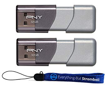 PNY 32GB USB 3.0 Flash Drive Elite Turbo Attache 3 (P-FD32GTBOP-GE) Two Pack Bundle Plus (1) Everything But Stromboli Lanyard