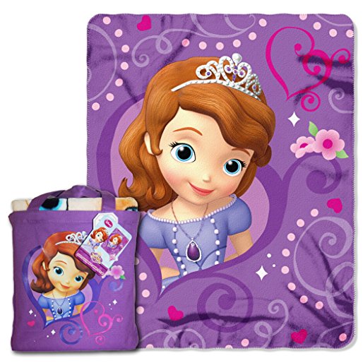 Disney "Sofia The First, Royalty Awaits" Silk Touch 40 by 50-Inch Throw Blanket with Reusable Canvas Tote Set