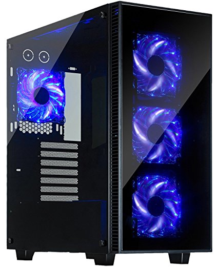 Rosewill ATX Mid Tower Gaming Computer Case, Tempered Glass Panels, Up to 420mm GPU, 360mm Liquid-cooling, 4 120mm Fans Pre-installed - CULLINAN