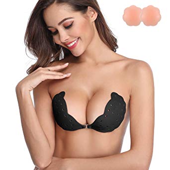 Niidor Sticky Bra, Breathable Strapless Bra Adhesive Push Up Backless Bras for Women