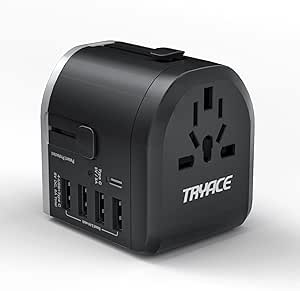 Travel Adapter Worldwide, International Plug Adapter with 4 USB Ports & 1 USB C All in One Power Adapter for US EU UK AUS Ireland Cell Phone Laptop(Type C/G/A/I)