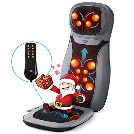 INTEY Shiatsu Massage Chair Pad,Adjustable Massage Seat Back Neck Shoulder Rolling Massage,Kneading Bearing Heating Infrared - Functions for Office,Home - Perfect Christmas Gift