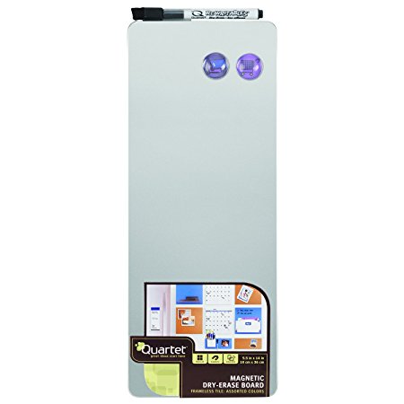 Quartet Magnetic Dry-Erase Board Tile, 5 1/2 x 14 Inches, Frameless, Silver (85401-SL)