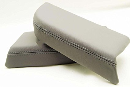 Gray Leather Front Door Panels Armrest Covers Fits 2009-2013 Honda Pilot (Leather Part Only)