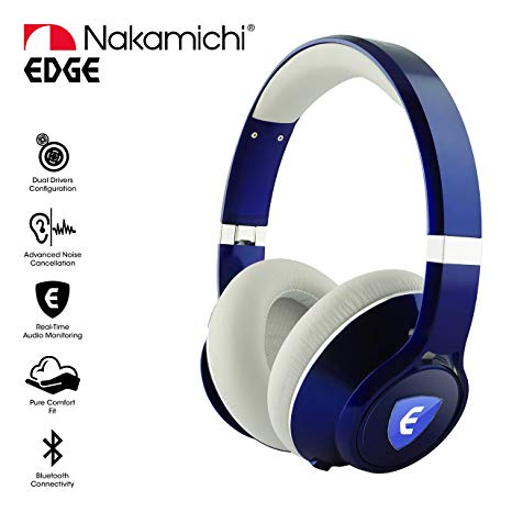 Nakamichi Edge Dual-Driver Wireless Headphones with Active Noise Cancellation (Blue)