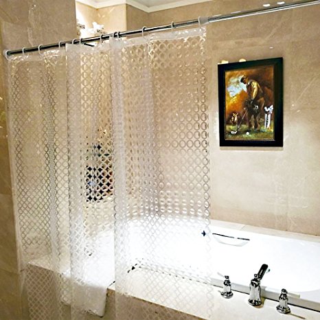 Mooxury Mildew Resistant shower curtain Liner,3D circle modern design EVA bathroom curtains, Water-Repellent & Antibacterial & Nontoxic,72x72 Inch