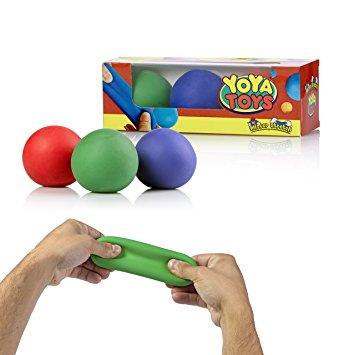 Pull, Stretch & Squeeze Stress Balls by YoYa Toys - 3 Pack - Elastic Construction Sensory Balls - Ideal For Stress & Anxiety Relief, Special Needs, Autism, Disorders & More