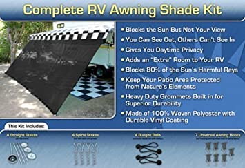 EZ Travel Collection RV Awning Shade Complete Kit (Black) (8' x 16')