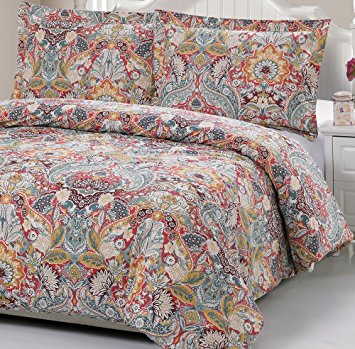 100% Cotton Paisley Pattern Duvet Cover Set Full/queen "Duvet Cover and 2 Pillowcases Included"